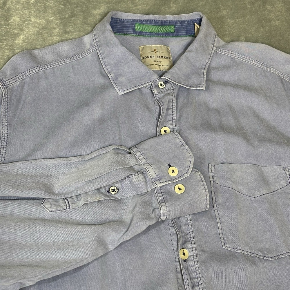 TOMMY‎ BAHAMA Blue Long Sleeve Button Down Shirt Men's X-Large Preppy Casual